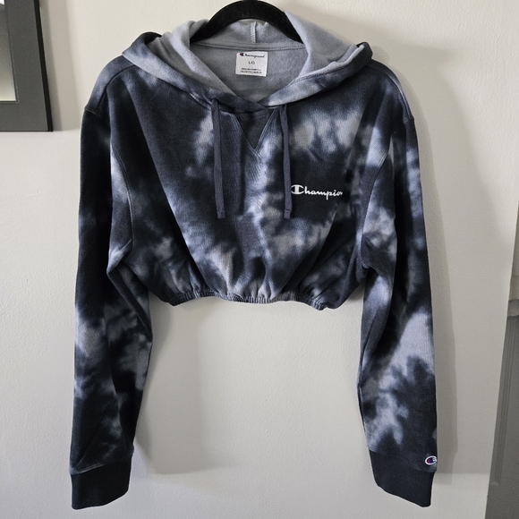 Champion Tops - Champion tie dye custom cropped hoodie, S, EUC